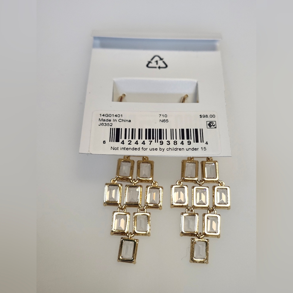 NWT Ralph Lauren Gold Cz Chandelier Earrings - Picture 2 of 3